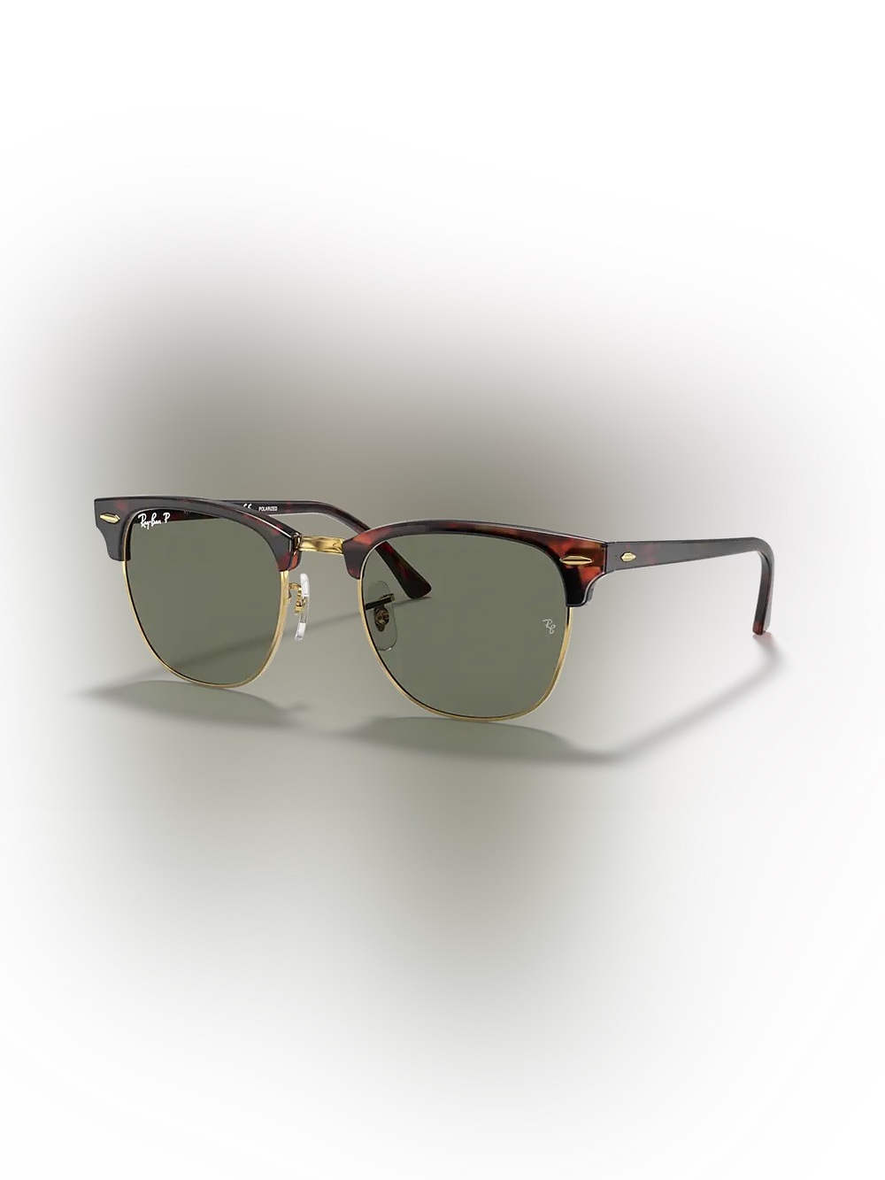 Polarized Ray-Ban Clubmaster Sunglasses in Tortoise Brown & Gold w Green Lenses